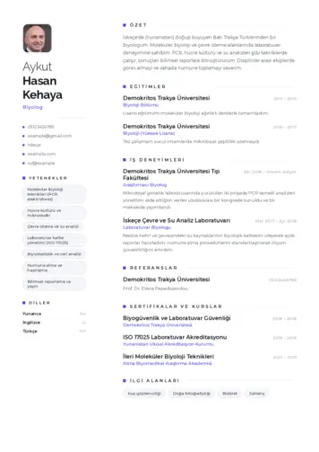Biyolog CV Örnekleri cv indir
